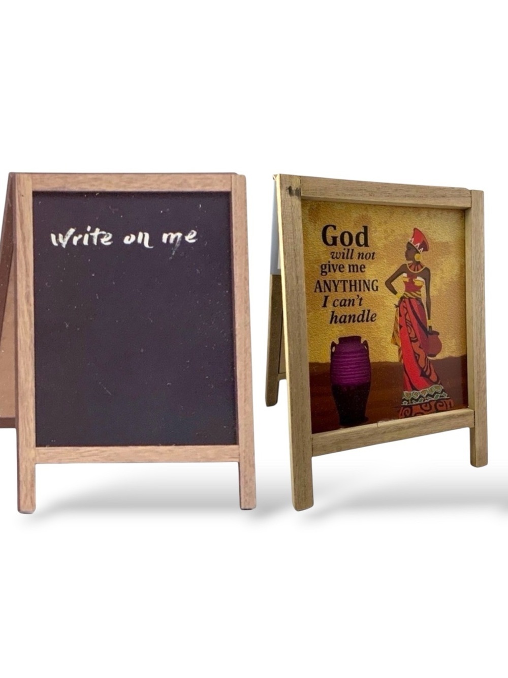 African Art Table Decor Write on Chalkboard Easel Picture Sign Double Sided